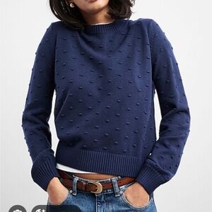 Kendall & Kylie Navy Textured Dot Crewneck Sweater